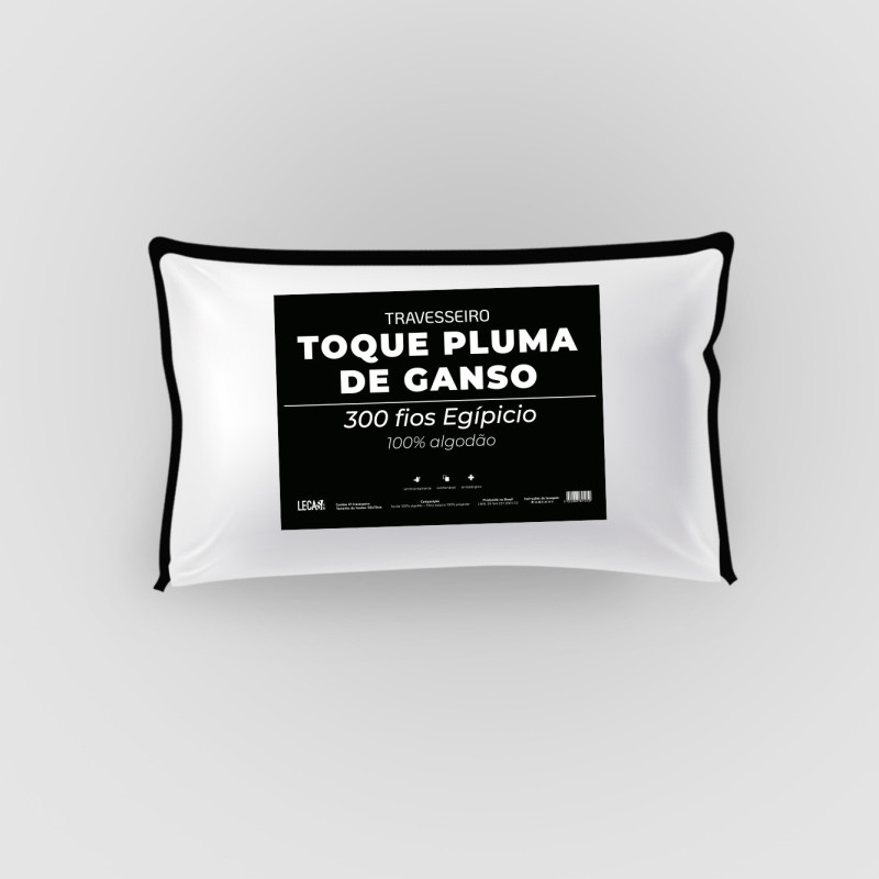 TRAVESSEIRO TOQUE PLUMA DE GANSO 300 FIOS 50X70 LECASA