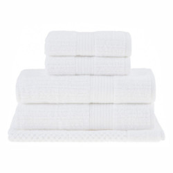 JOGO DE BANHO 5 PEÇAS 70/140 FIO PENTEADO CANELADO BRANCO 1011 - BUDDEMEYER