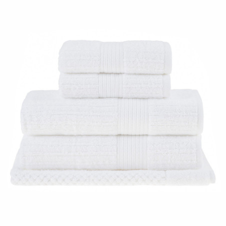 JOGO DE BANHO 5 PEÇAS 70/140 FIO PENTEADO CANELADO BRANCO 1011 - BUDDEMEYER