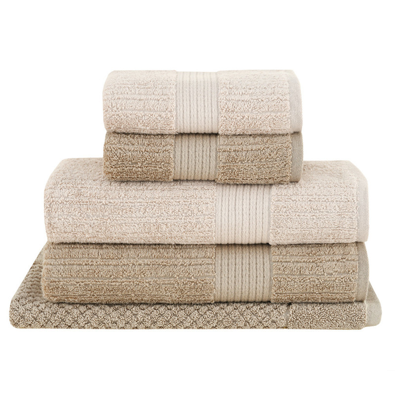 JOGO DE BANHO 5 PEÇAS 70/140 PENTEADO CANELADO BEGE 1534/3032 - BUDDEMEYER