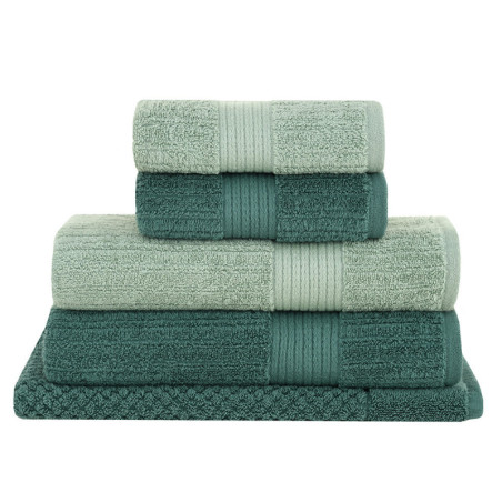 JOGO DE BANHO 5 PEÇAS 70/140 FIO PENTEADO CANELADO VERDE 3265/3074 - BUDDEMEYER