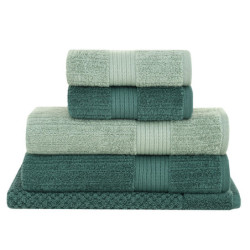 JOGO DE BANHO 5 PEÇAS 90/150 FIO PENTEADO CANELADO VERDE 3265/3074 - BUDDEMEYER