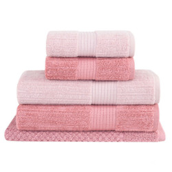 JOGO DE BANHO 5 PEÇAS 90/150 FIO PENTEADO CANELADO ROSA 3137/1997 - BUDDEMEYER